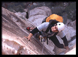 Jason, off route on Mescalito.