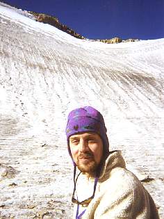 Eating a cookie at the base of Tyndall Galcier.