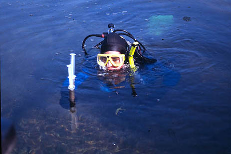 Koren SCUBA diving in Bull Trout Lake. 